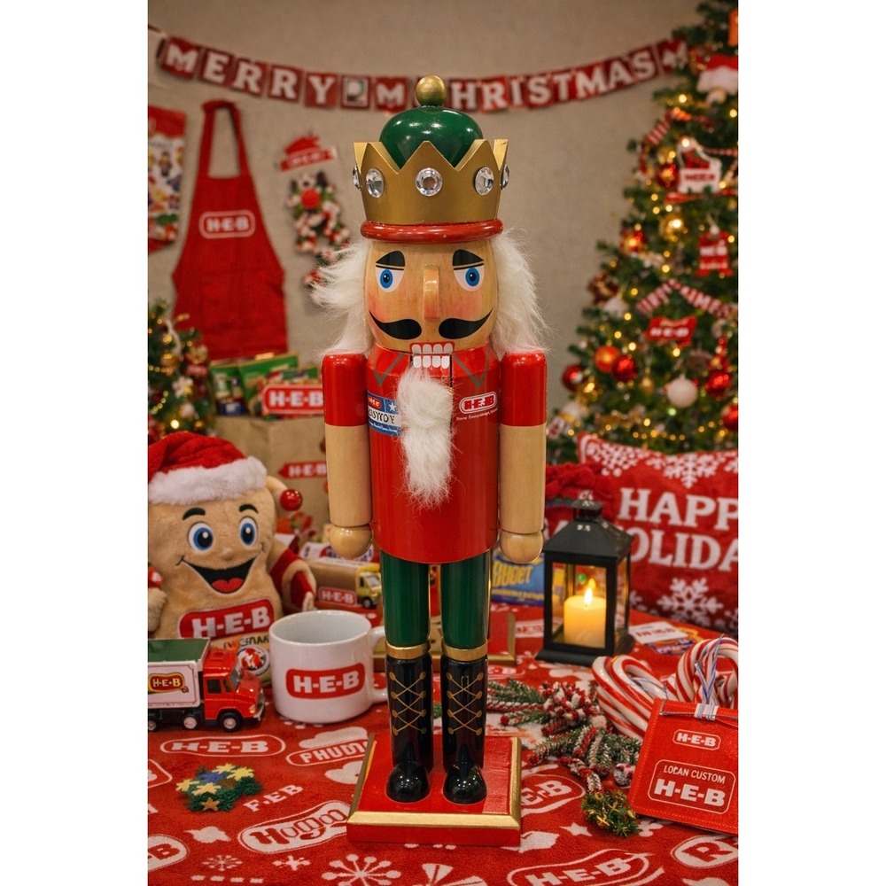 H-E-B Howdy Texas Partner Christmas Nutcracker Decor 14" Limited Edition READ
